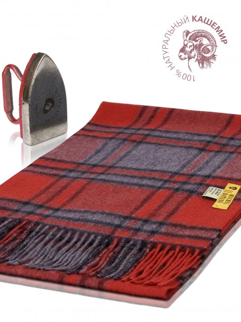 Длиный Шарф из мягчайшего 100% КАШЕМИРА (Twill) из пряжи средней тяжести ИЗЯЩНЫЙ КИЛТ FTW.C120_CASH-36/ROUGE.KILT